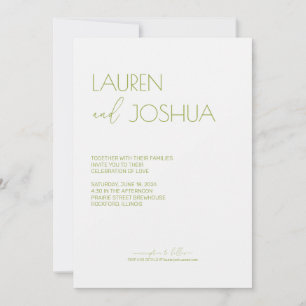 Invitación Té verde ・ Boda de escritura Minimalista moderna