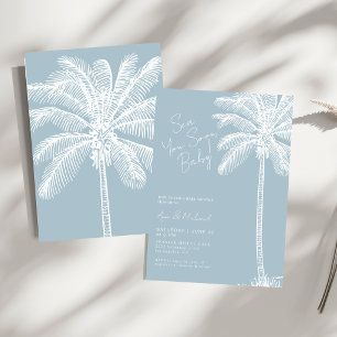 Invitación Te Veré Pronto Baño de Bebé Niño Palma Tropical
