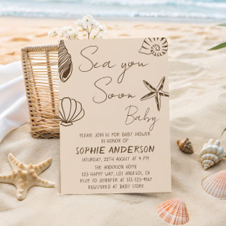 Invitación Te Veré Pronto Bebé Boho Fiestad de Baby Costero