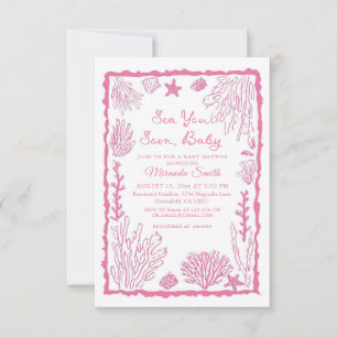 Invitación Te Veré Pronto Niña Fiesta de Bebé Costera