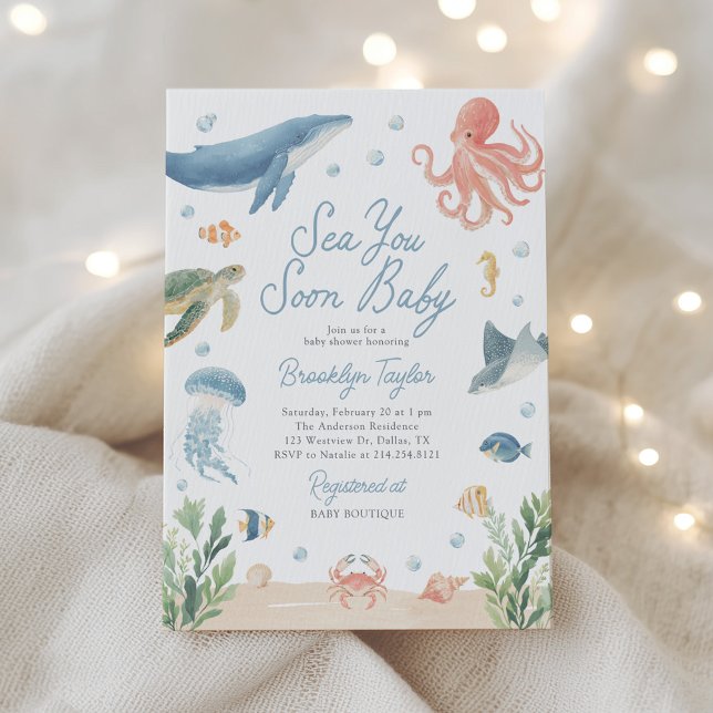 Invitación Te Veremos Pronto Bajo el Mar Fiesta de Bebé (Subido por el creador)