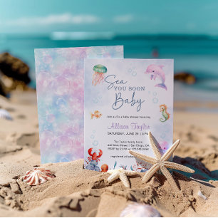 Invitación Te Veremos Pronto Bebé Bajo el Mar Cumpleaños del 