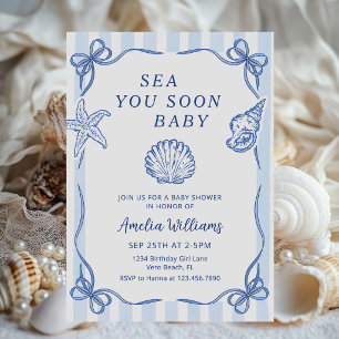Invitación Te Veremos Pronto, Bebe Caracola Costera Fiesta de