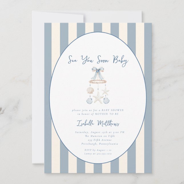 Invitación Te Veremos Pronto, Bebé, Fiesta de Bienvenida Cost (Anverso)