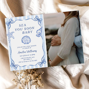Invitación Te Veremos Pronto, Foto de Shower de Bebé Caracoli