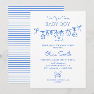 Invitación Te Veremos Pronto, Ropa de Verano en Cuerda de Pla