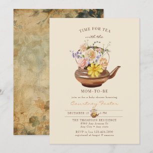 Invitación Té vintage   Watercolor Floral Baby Shower