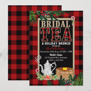 Invitación Té y Brunch de Vacaciones Nupciales Elegante Cuadr