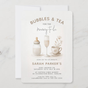 Invitación Té y champán: Baby Shower neutral