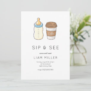 Invitación Té y mira la ducha de bebé Minimalista
