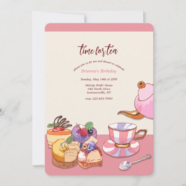 Invitación Té y postre (Anverso)