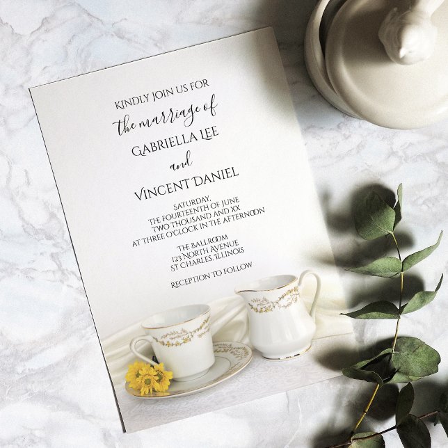 Invitación Tea Cup con Boda de los Daisies Amarillos (Subido por el creador)