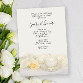 Invitación Tea Cup con White Rose Engagement Party