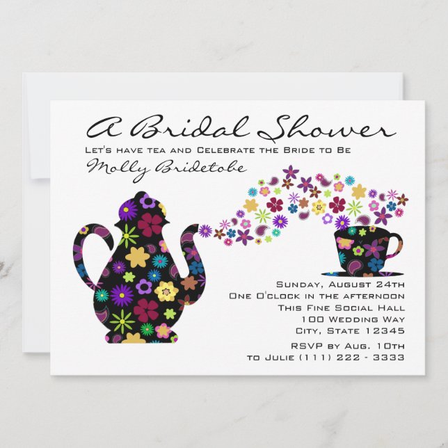 Invitación Tea Fiesta Bouquet Bridal Shower (Anverso)