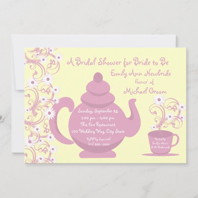 Invitación Tea Fiesta Bridal Shower (Anverso)