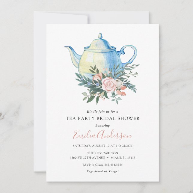 Invitación Tea Fiesta Bridal Shower (Anverso)