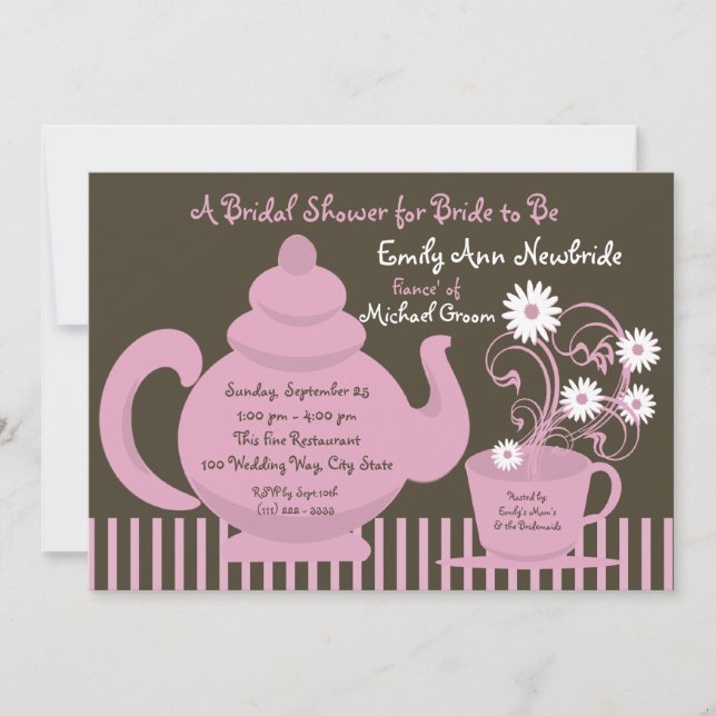 Invitación Tea Fiesta Bridal Shower (Anverso)