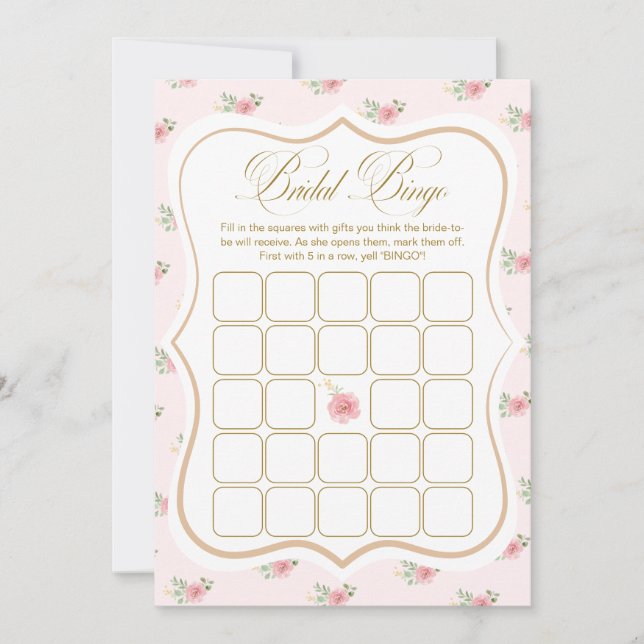 Invitación Tea Fiesta Bridal Shower Bingo Game Card (Anverso)