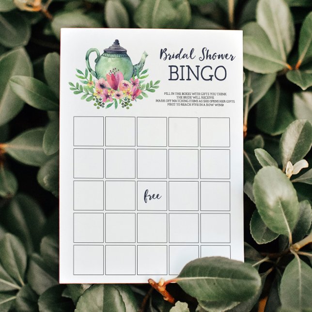 Invitación Tea Fiesta Bridal Shower Bingo Game Card (Subido por el creador)