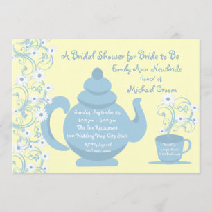 Invitación Tea Fiesta Bridal Shower Blue