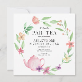 Invitación Tea Fiesta | Cumpleaños floral | Cualquier Edad