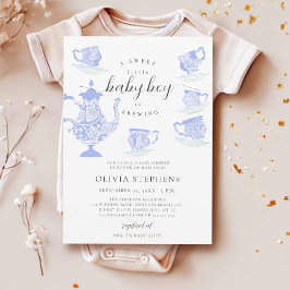 Invitación Tea Fiesta Elegant Boho Lace Set Baby Boy Shower