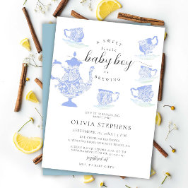 Invitación Tea Fiesta Elegant Boho Lace Set Baby Boy Shower