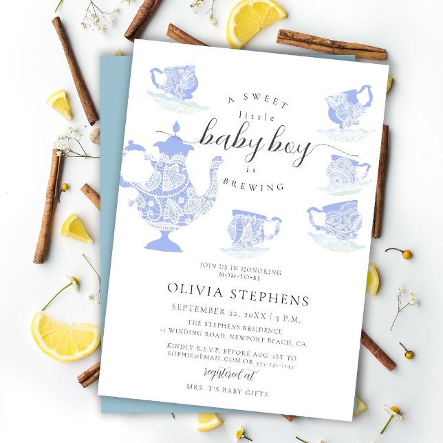 Invitación Tea Fiesta Elegant Boho Lace Set Baby Boy Shower (Subido por el creador)