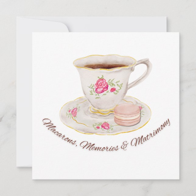 Invitación Tea Fiesta Elegant Bridal Shower Bachelorette (Anverso)