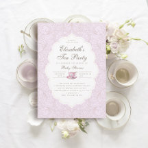 Tea Fiesta Elegant Lace Chica púrpura Baby Shower