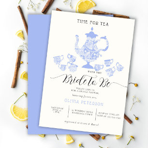 Invitación Tea Fiesta Lavender Blue Boho Lace Bridal Shower