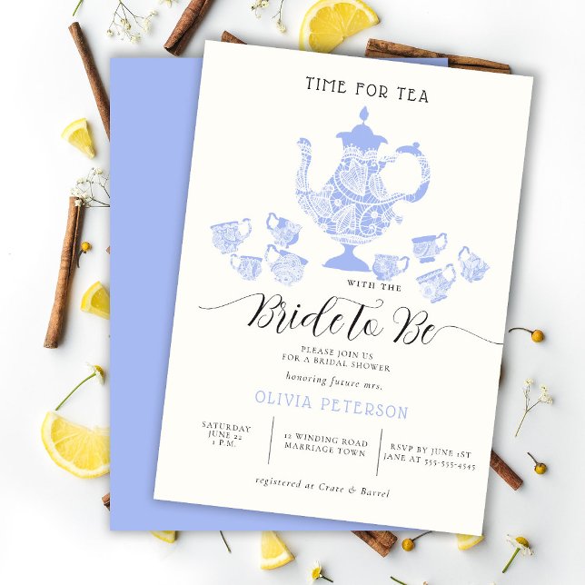 Invitación Tea Fiesta Lavender Blue Boho Lace Bridal Shower (Subido por el creador)