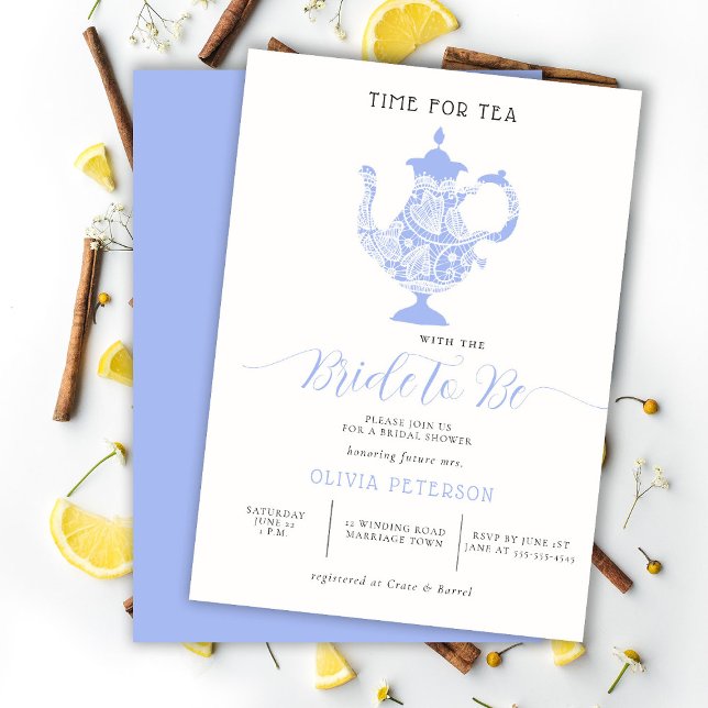 Invitación Tea Fiesta Lavender Blue Lace Moderno Ducha de nov (Subido por el creador)
