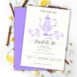 Invitación Tea Fiesta Lavender Boho Moda Lace Bridal Shower