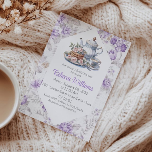 Invitación Tea Fiesta Lavender Garden Floral Bridal Shower (Subido por el creador)