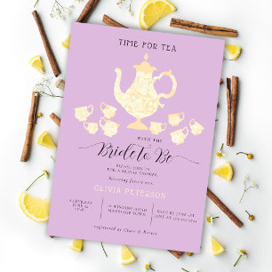 Invitación Tea Fiesta Lavender Lemon Boho Lace Bridal Shower