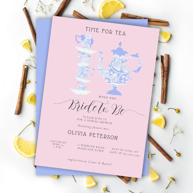 Invitación Tea Fiesta Lavender Pink Boho Lace Brillante Ducha (Subido por el creador)