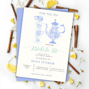 Invitación Tea Fiesta Lavender Verde azulado Boho Lace Bridal