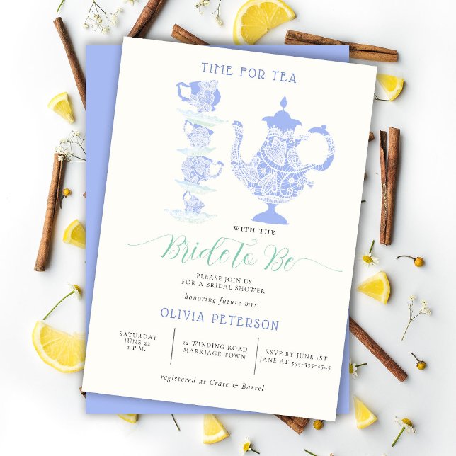 Invitación Tea Fiesta Lavender Verde azulado Boho Lace Bridal (Subido por el creador)
