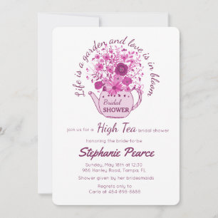 Invitación Tea Fiesta novia o Baby Shower teacup floral rosa