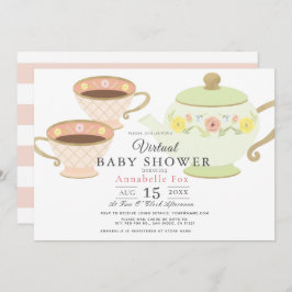 Invitación Tea Fiesta Tea Pot & Cups Virtual Baby Shower