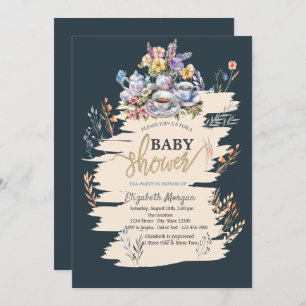 Invitación Tea Fiesta Wildflower Meadow Baby Shower