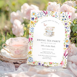 Invitación Tea Floral Watercolor Bridal Shower