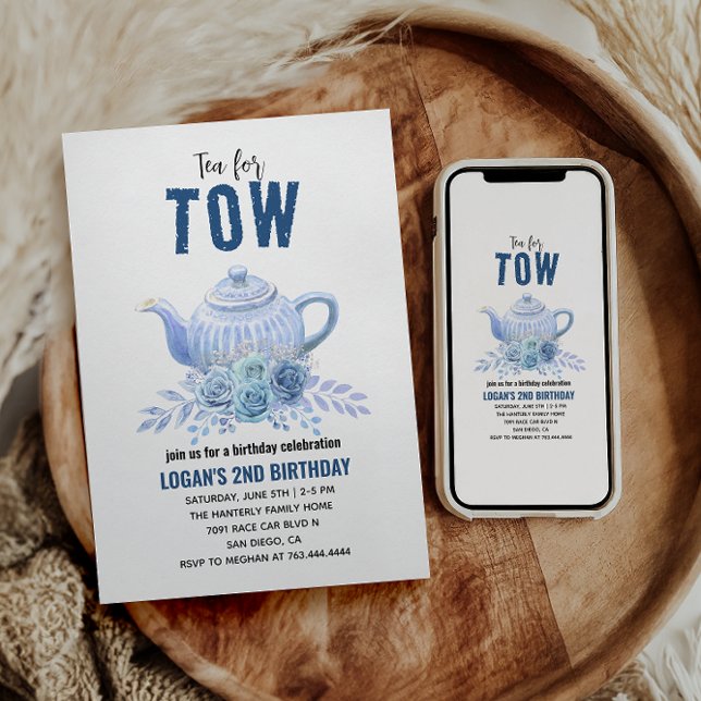 Invitación Tea for Two – Floral 2nd Birthday Party photo (Subido por el creador)