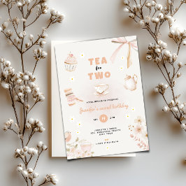 Invitación Tea for Two Pastel Birthday Invitation for Girls