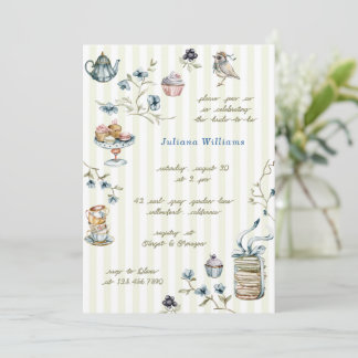 Invitación Tea Garden Floral Watercolor Bridal Shower