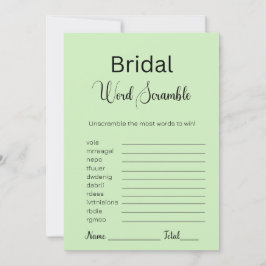 Invitación Tea Green Bridal Word Scramble Game