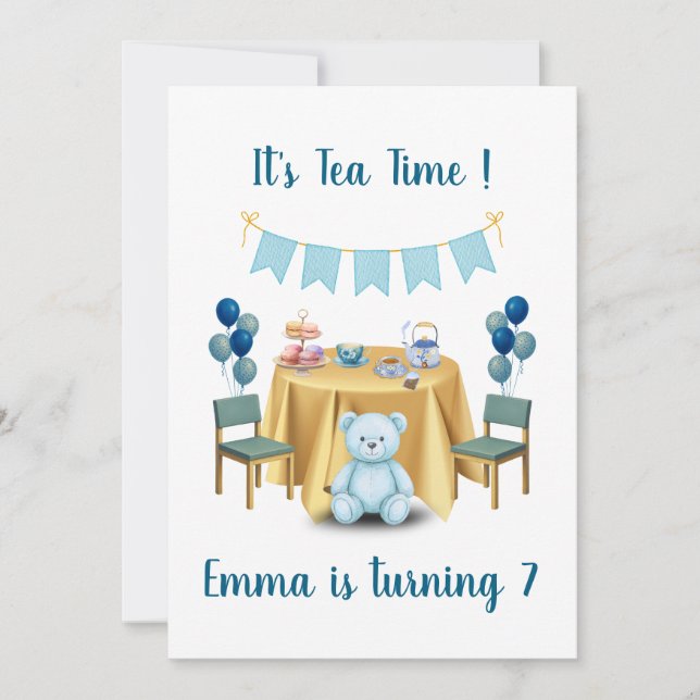 Invitación Tea Party Birthday Invitation (Anverso)