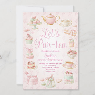 Invitación Tea Party Teapot Teacup Pink Party Invitation