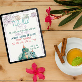 Invitación Tea-Rex Dinosaur Birthday Tea Fiesta
